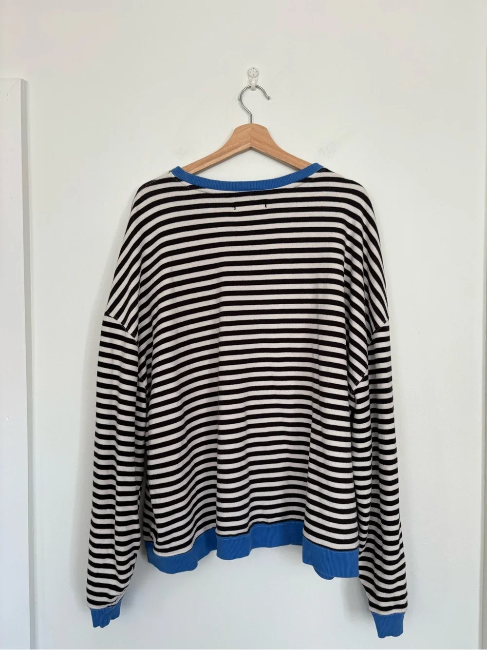 Free People || We the Free Classic Striped‎ Oversized Crewneck Sweatshirt Blue L
